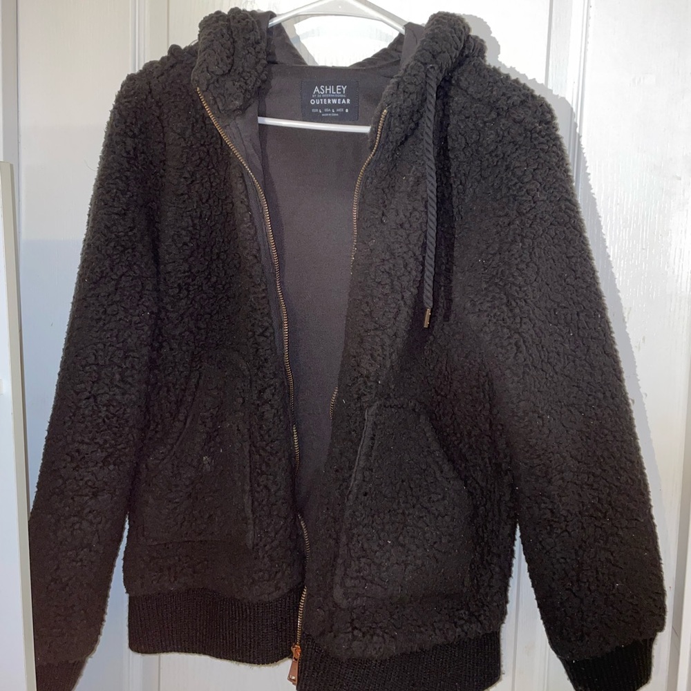 Fluffy zip up jacket